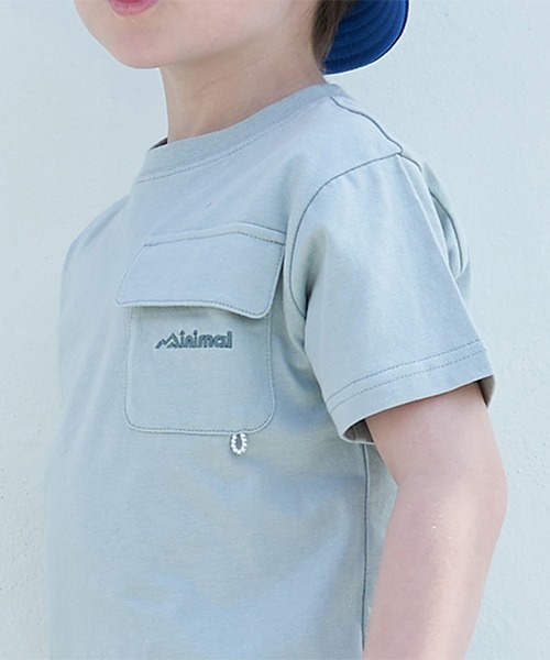 minimal(ミニマル)の「【撥水】ワンポイントポケットTシャツ(Tシャツ/カットソー・キッズ・サックスブルー/ライトピンク/カーキ/ホワイト・110cm/130cm/140cm/100cm/120cm)」の8枚目の写真