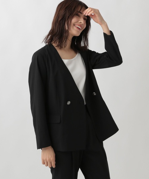 Elura(エルーラ)の「夏ラクWジャケット/107176(ノーカラージャケット・レディース・ベージュ/ブラック・MEDIUM/LARGE)」の19枚目の写真