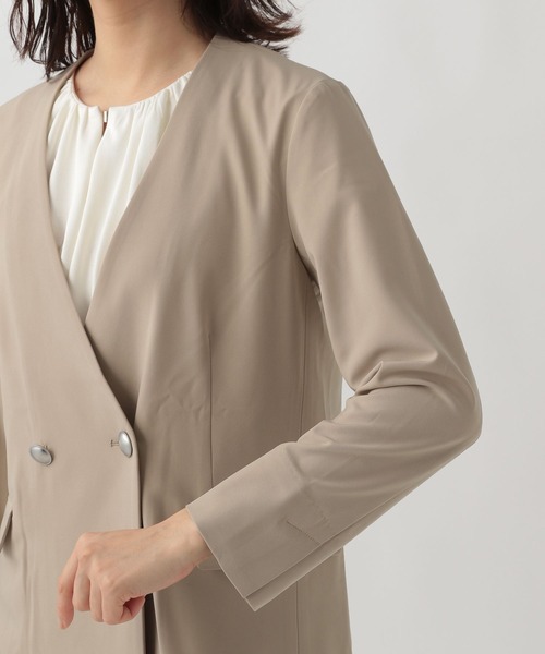 Elura(エルーラ)の「夏ラクWジャケット/107176(ノーカラージャケット・レディース・ベージュ/ブラック・MEDIUM/LARGE)」の8枚目の写真