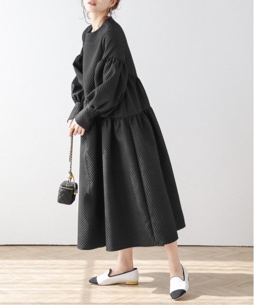 セール】ジャガードティアードワンピース（ワンピース）｜AMELY