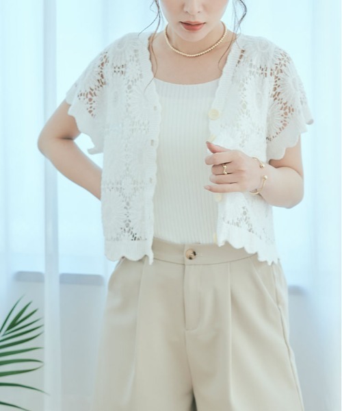 kirakiraShop(キラキラショップ)の「ショート丈 クロシェ編み カーディガン(ニット/セーター・レディース・ホワイト系3/アイボリー系1/アイボリー系3/アイボリー系2/ホワイト系2/ホワイト系1・FREE)」の21枚目の写真
