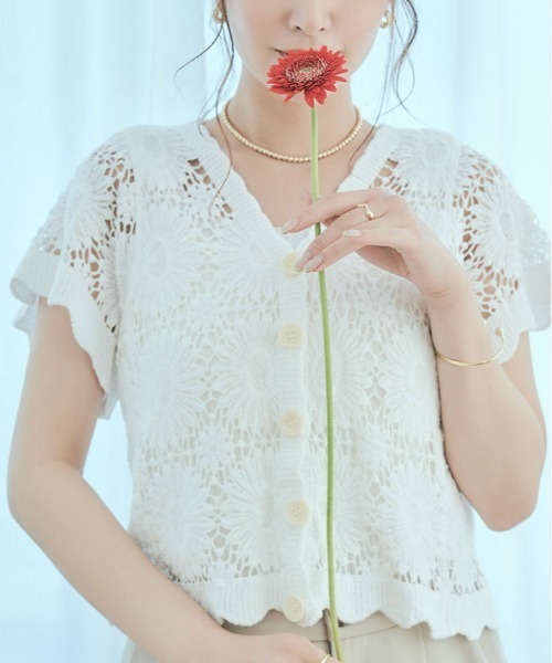 kirakiraShop(キラキラショップ)の「ショート丈 クロシェ編み カーディガン(ニット/セーター・レディース・ホワイト系3/アイボリー系1/アイボリー系3/アイボリー系2/ホワイト系2/ホワイト系1・FREE)」の7枚目の写真