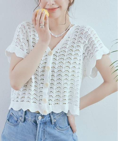 kirakiraShop(キラキラショップ)の「ショート丈 クロシェ編み カーディガン(ニット/セーター・レディース・ホワイト系3/アイボリー系1/アイボリー系3/アイボリー系2/ホワイト系2/ホワイト系1・FREE)」の11枚目の写真