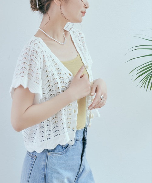 kirakiraShop(キラキラショップ)の「ショート丈 クロシェ編み カーディガン(ニット/セーター・レディース・ホワイト系3/アイボリー系1/アイボリー系3/アイボリー系2/ホワイト系2/ホワイト系1・FREE)」の12枚目の写真