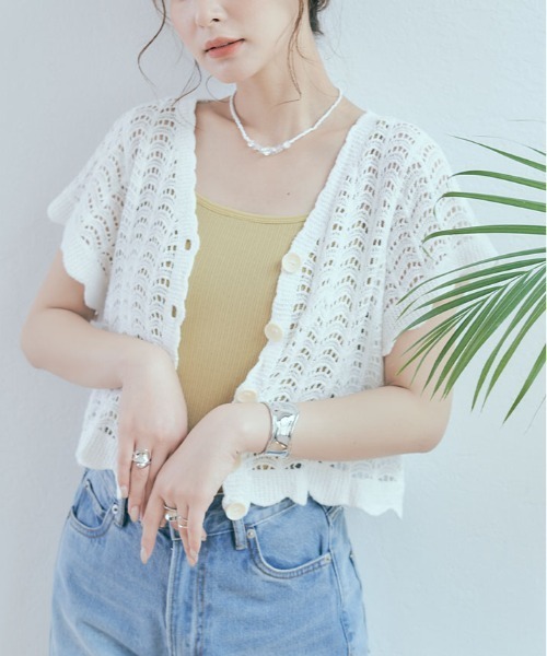 kirakiraShop(キラキラショップ)の「ショート丈 クロシェ編み カーディガン(ニット/セーター・レディース・ホワイト系3/アイボリー系1/アイボリー系3/アイボリー系2/ホワイト系2/ホワイト系1・FREE)」の15枚目の写真
