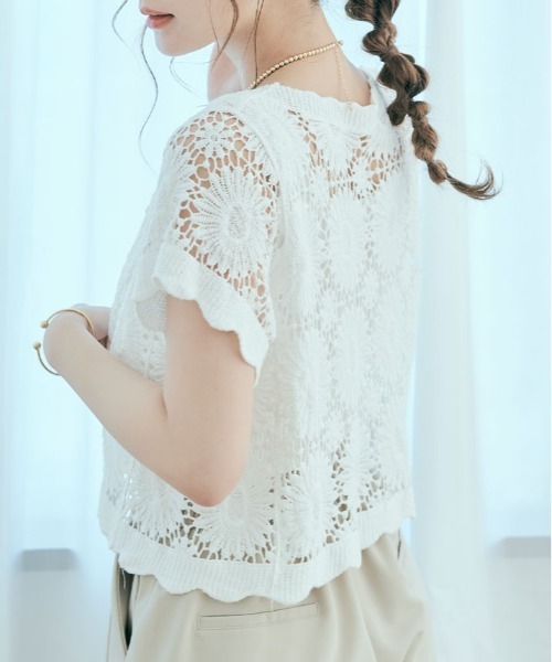 kirakiraShop(キラキラショップ)の「ショート丈 クロシェ編み カーディガン(ニット/セーター・レディース・ホワイト系3/アイボリー系1/アイボリー系3/アイボリー系2/ホワイト系2/ホワイト系1・FREE)」の10枚目の写真