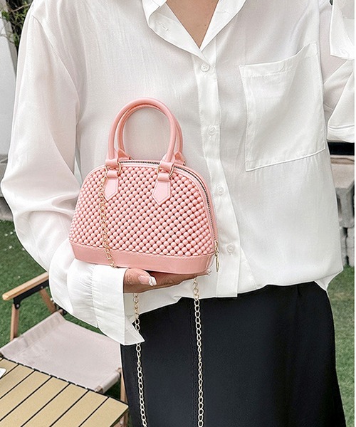 florist（フローリスト）の「2WAY ビーズバッグ風ラバーミニハンドバッグ/ショルダーバッグ（ハンドバッグ・レディース・グリーン/クリア/ピンク/ベージュ/ブラック/ホワイト・FREE）」の5枚目の写真