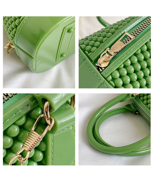 florist（フローリスト）の「2WAY ビーズバッグ風ラバーミニハンドバッグ/ショルダーバッグ（ハンドバッグ・レディース・グリーン/クリア/ピンク/ベージュ/ブラック/ホワイト・FREE）」の12枚目の写真