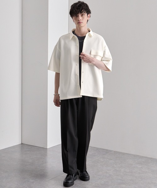 セール】ダブルフェイスオーバーサイズタックデザインレギュラーカラー