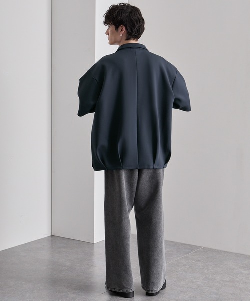 セール】ダブルフェイスオーバーサイズタックデザインレギュラーカラー