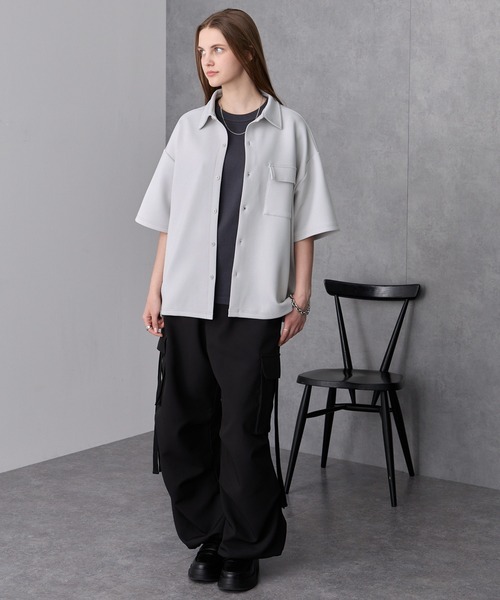 セール】ダブルフェイスオーバーサイズタックデザインレギュラーカラー