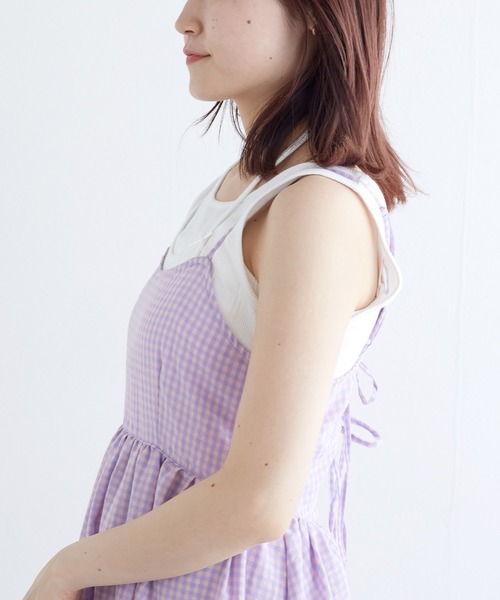 w closet(ダブルクローゼット)の「テレコレイヤード風タンクトップ(タンクトップ・レディース・チャコールグレー/オフホワイト/イエロー・FREE)」の5枚目の写真