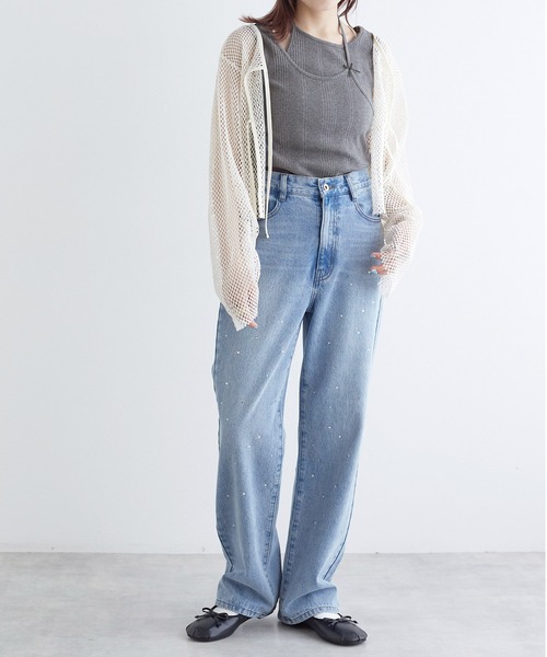 w closet(ダブルクローゼット)の「テレコレイヤード風タンクトップ(タンクトップ・レディース・チャコールグレー/オフホワイト/イエロー・FREE)」の13枚目の写真