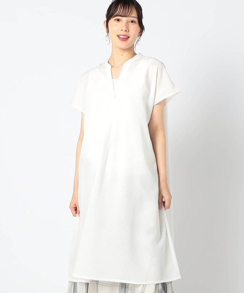 【セール】爽やか吸水速乾リネン スキッパーワンピース（シャツワンピース）｜Grand PARK（グランドパーク）