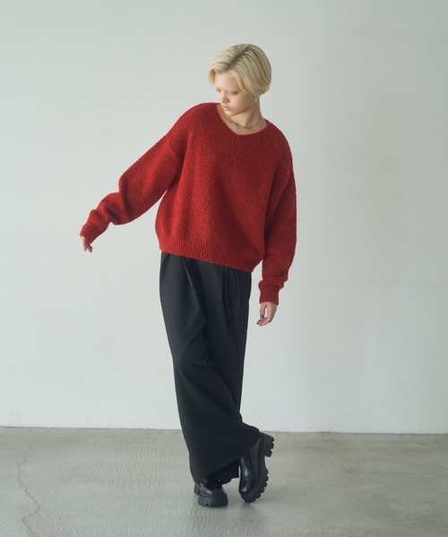 さりさりHappy John ハッピージョン　ウールブレンドシャギー wool blend shaggy cocoon p coat/ウールブレンドシャギー