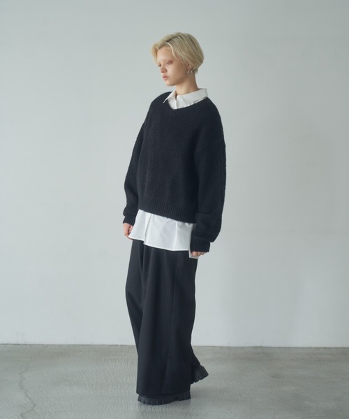 Happy John(ハッピージョン)の「wool blend v neck knit/ウールブレンドVネックニット(ニット/セーター・レディース・アイボリー/ブラック/グレー/レッド・FREE)」の9枚目の写真