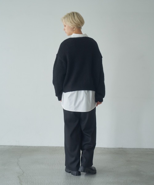 Happy John(ハッピージョン)の「wool blend v neck knit/ウールブレンドVネックニット(ニット/セーター・レディース・アイボリー/ブラック/グレー/レッド・FREE)」の10枚目の写真