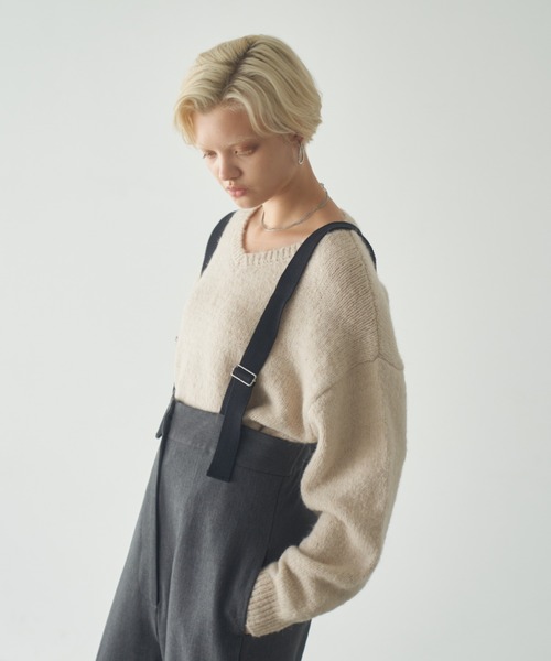 Happy John(ハッピージョン)の「wool blend v neck knit/ウールブレンドVネックニット(ニット/セーター・レディース・アイボリー/ブラック/グレー/レッド・FREE)」の14枚目の写真