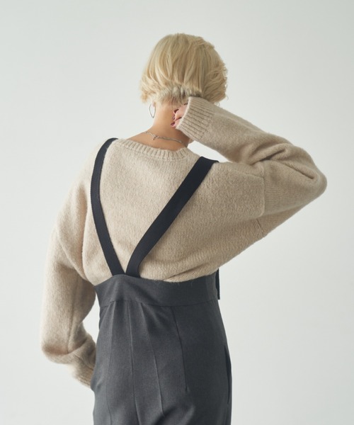 Happy John(ハッピージョン)の「wool blend v neck knit/ウールブレンドVネックニット(ニット/セーター・レディース・アイボリー/ブラック/グレー/レッド・FREE)」の15枚目の写真