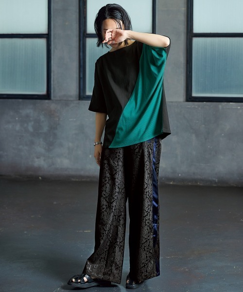 DT♪ LISCA スリット入りストレートパンツ ズボン 関税込 SW DOCKING STRAIGHT PT スウェット ドッキング ストレート