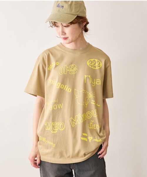 N+Ecology(ネコロジー)の「【N+Ecology ネコロジー】ニャーTシャツ(Tシャツ/カットソー・レディース・ホワイト/スミクロ/ベージュ・X-LARGE/MEDIUM)」の6枚目の写真