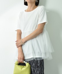 INTERPLANET | ＴＣ天竺裾チュールプルオーバー(Tシャツ/カットソー)