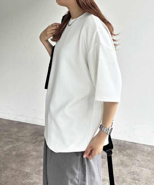 CPCM（シーピーシーエム）の「接触冷感ダンボールT（Tシャツ/カットソー・レディース・ホワイト/チャコールグレー/グレー/ブラック/ホワイト系その他2/グリーン系その他/ホワイト系その他・LARGE/SMALL/MEDIUM）」の13枚目の写真