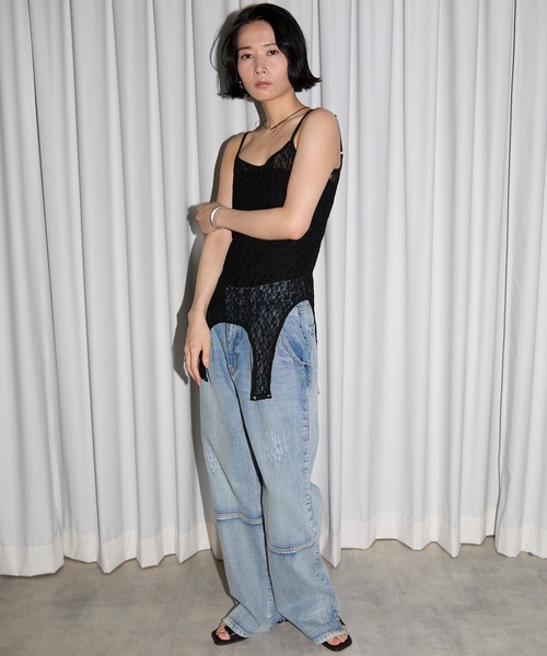 leimn（レイムン）の「レース２WAYタンクトップ（タンクトップ・レディース・ホワイト/ブラック・FREE）」の3枚目の写真