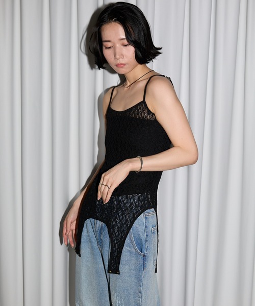 leimn（レイムン）の「レース２WAYタンクトップ（タンクトップ・レディース・ホワイト/ブラック・FREE）」の4枚目の写真