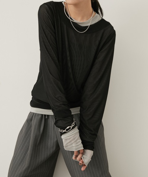 トップス ANT カットアウトシアートップス（Tシャツ/カットソー）｜Aunt