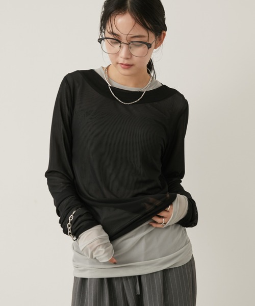 シアーレイヤードトップス（Tシャツ/カットソー）｜Aunt Marie's