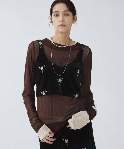 AMERI vintage シアーフリルニットトップス AMERI vintage シアーフリルニットトップス AMERI vintage シアー