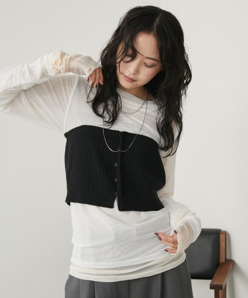 トップス ANT カットアウトシアートップス（Tシャツ/カットソー）｜Aunt