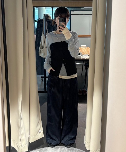 Aunt Marie's（アントマリーズ）の「シアーレイヤードトップス【2枚セットアイテム】（Tシャツ/カットソー・レディース・ブルー/ブラック/アイボリー/グリーン/ブラウン/ベビーピンク・FREE）」の7枚目の写真