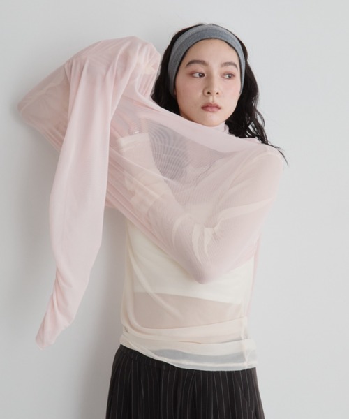 Aunt Marie's（アントマリーズ）の「シアーレイヤードトップス【2枚セットアイテム】（Tシャツ/カットソー・レディース・ブルー/ブラック/アイボリー/グリーン/ブラウン/ベビーピンク・FREE）」の17枚目の写真