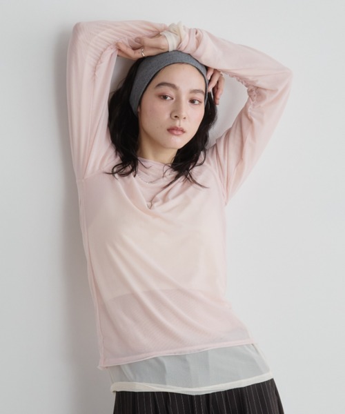 【新品未使用】ESICA シアーレイヤードTシャツ2枚セット　ホワイト　ブラック 楽天市場】レイヤード シアートップス Tシャツ レディース 送料無料