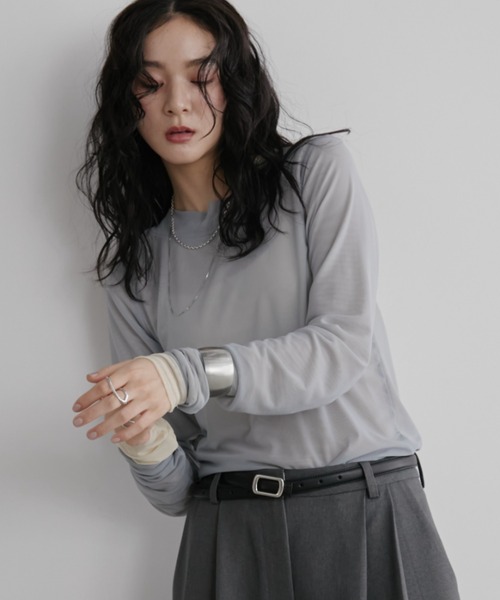 シアーレイヤードトップス【2枚セットアイテム】（Tシャツ/カットソー