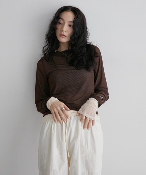 シアーレイヤードトップス【2枚セットアイテム】（Tシャツ/カットソー