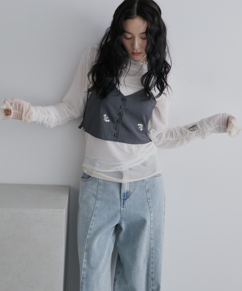 シアーレイヤードトップス【2枚セットアイテム】（Tシャツ/カットソー