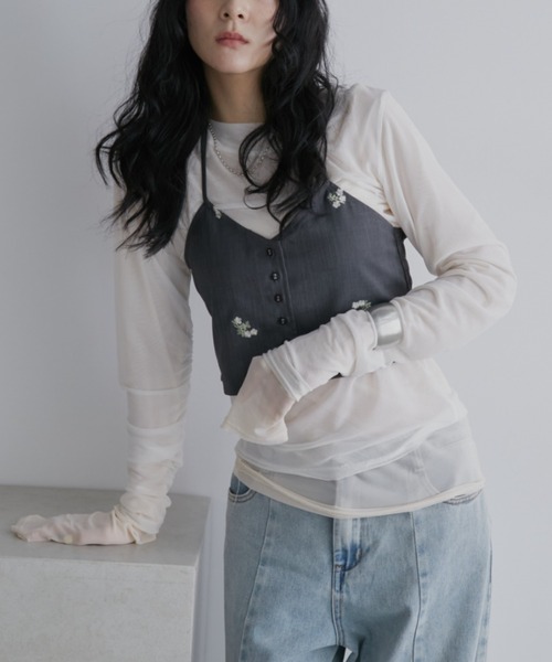 シアーレイヤードトップス【2枚セットアイテム】（Tシャツ/カットソー