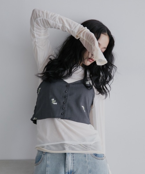 シアーレイヤードトップス【2枚セットアイテム】（Tシャツ/カットソー