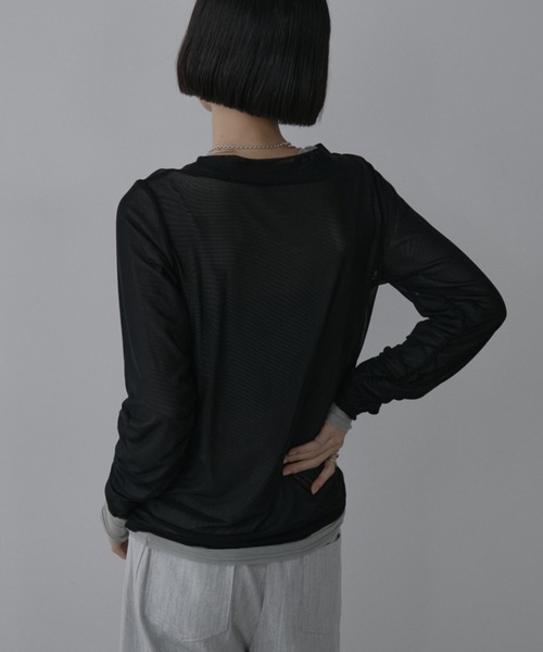 Aunt Marie's(アントマリーズ)の「シアーレイヤードトップス【2枚セットアイテム】(Tシャツ/カットソー・レディース・ブルー/ブラック/アイボリー/グリーン/ブラウン/ベビーピンク・FREE)」の13枚目の写真