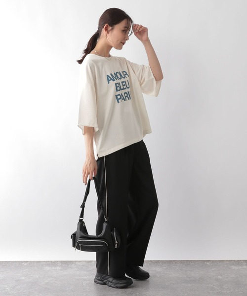 GLOBAL WORK（グローバルワーク）の「乾きやすいプリント7分袖/115476（Tシャツ/カットソー・レディース・ブラック系8/ホワイト系8/ホワイト系7/ブルー系1/グレー系2/グレー系1/ブラック系9・REGULAR/SHORT）」の13枚目の写真