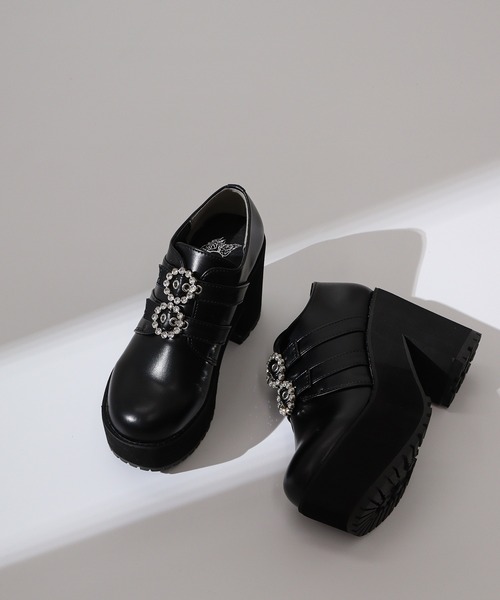 【セール】LOVEHUNTER リングビジュー付き ダブルベルトブーティーパンプス（ドレスシューズ）｜LOVEHUNTER（ラブハンター）