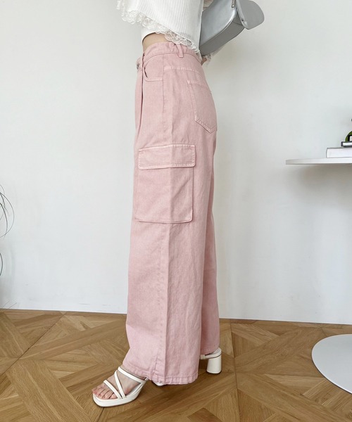 one after another NICE CLAUP（ワンアフターアナザーナイスクラップ）の「アソート加工カーゴパンツ（カーゴパンツ・レディース・ピンク/アイボリー系/ブラック系/ブルー系・FREE）」の8枚目の写真