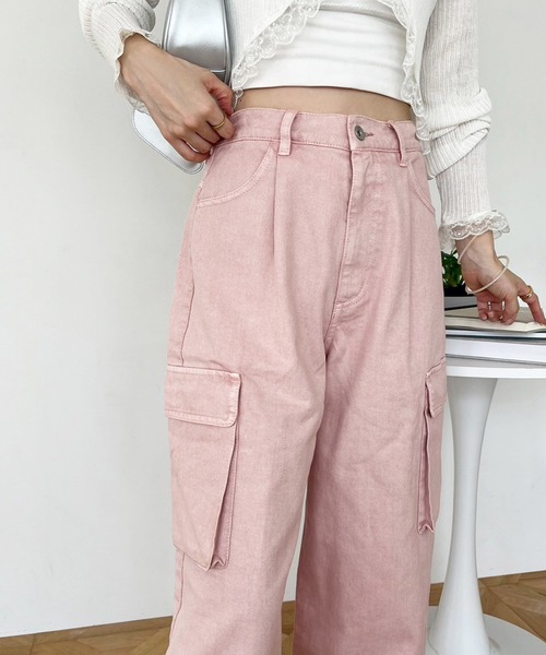 one after another NICE CLAUP（ワンアフターアナザーナイスクラップ）の「アソート加工カーゴパンツ（カーゴパンツ・レディース・ピンク/アイボリー系/ブラック系/ブルー系・FREE）」の6枚目の写真
