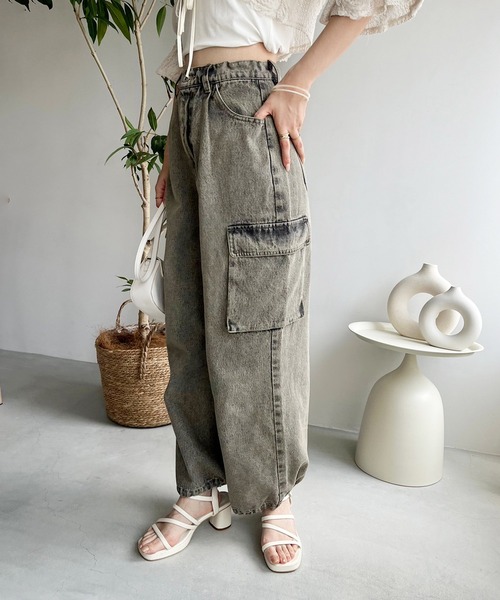 one after another NICE CLAUP（ワンアフターアナザーナイスクラップ）の「アソート加工カーゴパンツ（カーゴパンツ・レディース・ピンク/アイボリー系/ブラック系/ブルー系・FREE）」の21枚目の写真