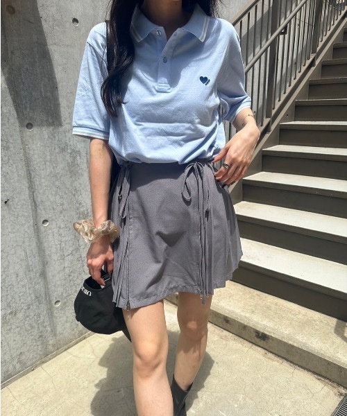 nemne store(ネンネストア)の「【低身長サイズあり】ハートポロシャツ(ポロシャツ・レディース・ライトブルー/アイボリー/ブラウン・MEDIUM/SMALL)」の13枚目の写真