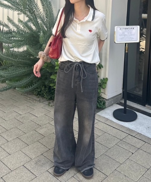 nemne store(ネンネストア)の「【低身長サイズあり】ハートポロシャツ(ポロシャツ・レディース・ライトブルー/アイボリー/ブラウン・MEDIUM/SMALL)」の19枚目の写真