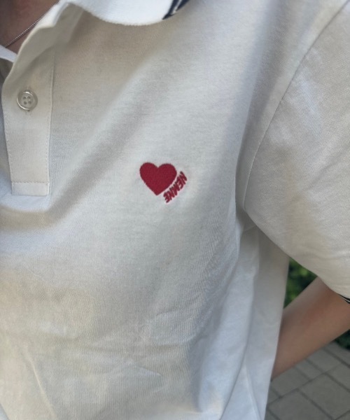 nemne store(ネンネストア)の「【低身長サイズあり】ハートポロシャツ(ポロシャツ・レディース・ライトブルー/アイボリー/ブラウン・MEDIUM/SMALL)」の15枚目の写真